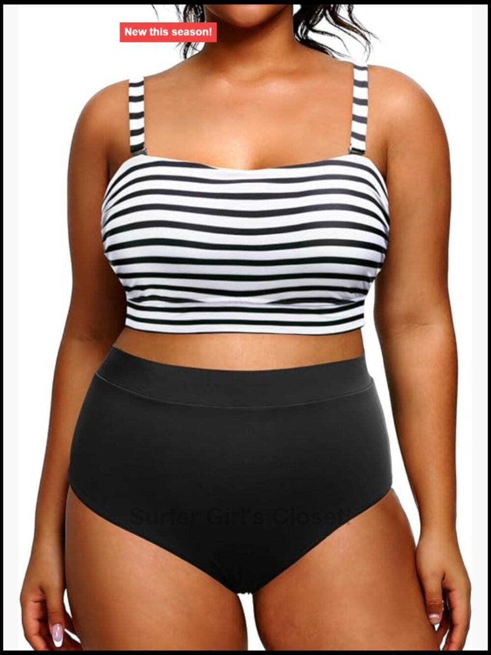 Plus Size High Waisted Bandeau Bikini Two Piece Swimsuit